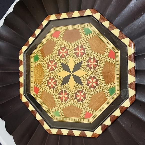 Vintage Octagonal Inlaid Wood Trivet/Wall Decor - Picture 2 of 5